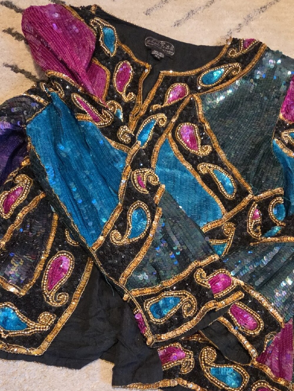 Vintage Beaded Sequin Paisley Jacket - Multi-Color - Picture 4 of 8
